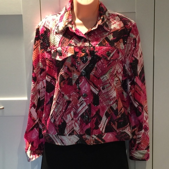 Notions Sparkly Bomber Jacket Size M - Picture 3 of 15